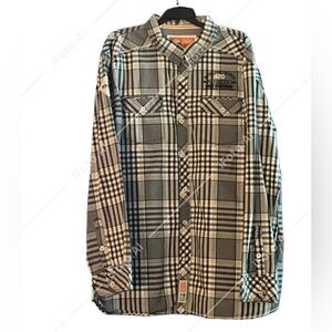 Men’s Rolling Paper NYC Plaid Button down Long Sleeve Shirt - Medium